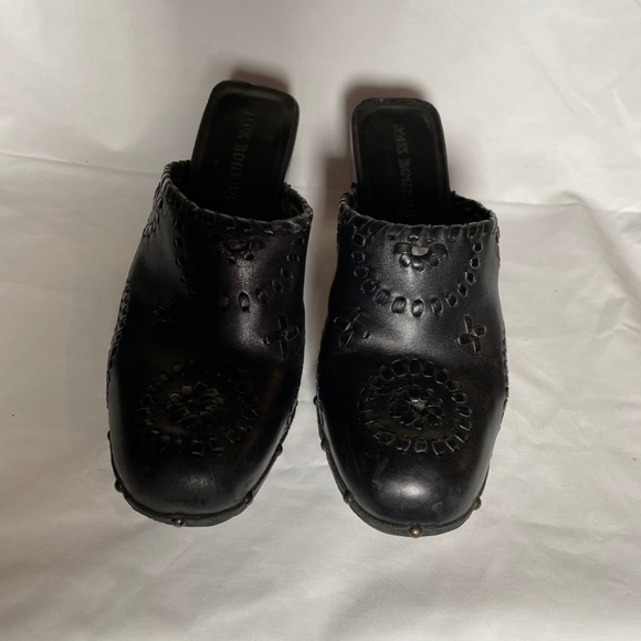 Jack Rogers Ali Whipstitched black leather clogs mules size 9 - Picture 4 of 7